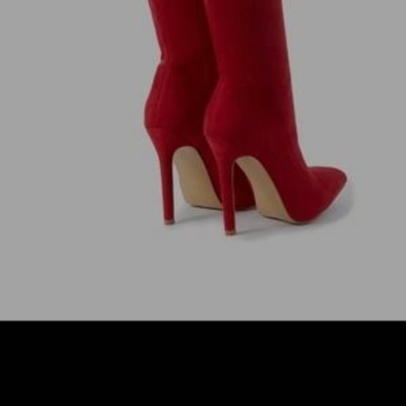 Sexy stretchy suede side zipper thigh high over the knee pointed toe boots - Picture 3 of 8